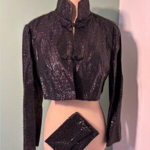 Vintage Shimmering Black Cropped Bolero Jacket
